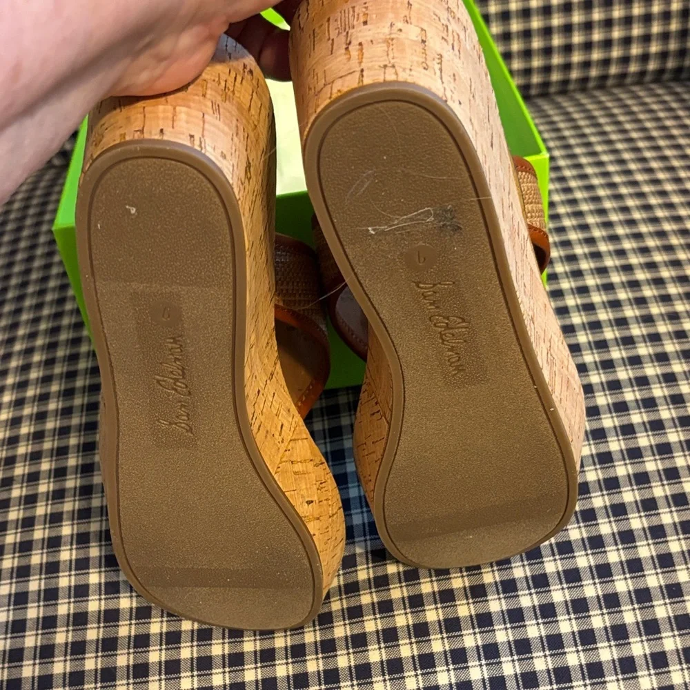 Sam Edelman Ruth Wedge Tan and Brown Slide Sandals - Picture 8 of 10